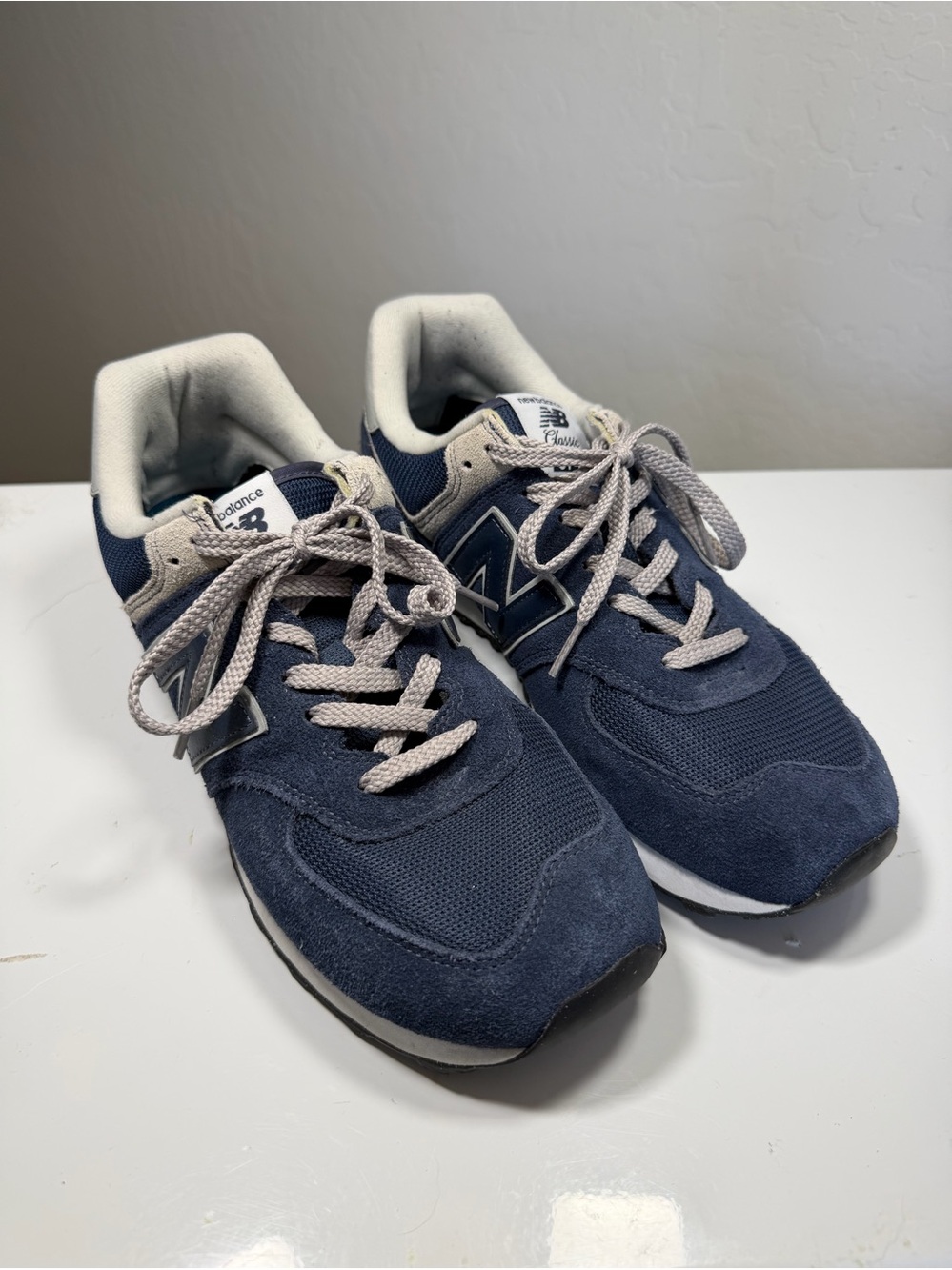 New Balance 574 Classic Navy Blue Grey Suede Mesh Sneakers 11